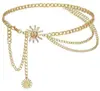 Cadena de Metal para Cintura con Flor para Vestidos de Mujer Entallador de Cintura Accesorios para las Cuatro Estaciones Cadena de Cintura con Faldas Cinturón de Moda Cadena Decorativa