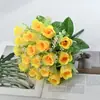 Flores Artificiales de Gran Venta Transfronteriza con Gasa de 18 Cabezas, Flores de Encaje de Cabeza Plana Simuladas, Adornos de Decoración para Escritorio del Hogar, Ramo de Novia de Rosa