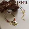 Novo Colar de Contas Florais de Ágata Estilo Retrô Boêmio, Luxo Leve, Alto Padrão, Corrente de Clavícula Versátil e Elegante