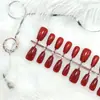 Set de 30 Uñas Cortas con Diseño Cat-Eye Borgoña, Parches de Uñas Versátiles y Elegantes, Estilo Dopamina Corto