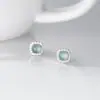 Pendientes Cuadrados de Plata de Ley S925 Nalan con Incrustaciones de Jade y Diamantes Exquisitos Simples Estilo Ins Diseño Nicho Pendientes M08237