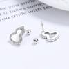 Pendientes clásicos de plata de ley 925 con forma de calabaza pequeña, con forma de hueso de oreja de ágata roja y fritilaria blanca, joyería coreana sencilla para las orejas.