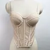 Popular Camisola con Estampado de Encaje de Comercio Exterior, Atuendo Sexy para Chica Popular, Top Tubo de Malla, Top de Espina de Pescado Estilo Europeo y Americano