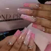 Uñas Portátiles de Navidad Copo de Nieve Amor Brillo Manicura Uñas Postizas Cortas Almendra Mariposa Uñas Largas Europeas y Americanas Venta al por Mayor