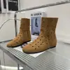 Modelo 2026 Retro Hueco Transpirable Punta Redonda Tacón Bajo Moda Botines Cortos de Montar Sandalias Vaqueras Occidentales para Mujer