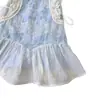 Vestido de Férias para Meninas Verão Novo Saia de Renda Fresca para Menininha Vestido de Manga Voadora