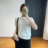 Nicho Nórdico de Alto Padrão! Camiseta Tricô Manga Curta Gola Redonda Slimming Versátil Estilo Europeu para Mulheres, Primavera 2023