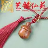 Pingente de orelha Yujian em escultura de madeira de jujuba, Pingente de bolsa Ruyi Pixiu moderno com borla de madeira trançada Yiming Xianyuan criativo