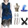 Tallas Grandes S-4XL Ropa para Mujer Estilo Retro de los Años 20 Gatsby Vestido con Lentejuelas y Flecos Fiesta Reunión Anual Fiesta Vestido de Noche