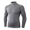 Roupas de Fitness para Esportes ao Ar Livre Masculino Corrida Gola Alta Manga Longa Absorção de Umidade Secagem Rápida Roupas Treinamento Justas Masculino