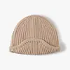 Gorro de Punto Canalé Imitación Cachemir para Otoño e Invierno para Mujer con Dobladillo, Cálido, Cortavientos, Transpirable, Plegable, Informal, Versátil, Gorro de Lana