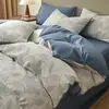 Juego de Cuatro Piezas Jacquard de Algodón Puro Grado A Materno e Infantil, Estilo Muji, para Dormir sin Ropa, Incluye Sábana Plana, Funda de Edredón y Sábana Ajustable para Uso en Cama