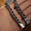 Pulsera de nuevo estilo patrón auspicioso Rayo retro pareja hombres y mujeres mismo estilo hebilla de anillo pulsera plateada venta caliente transfronteriza