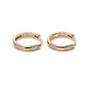 Pendientes de aro redondos chapados en oro real de 18k con incrustaciones de circonita, simples y elegantes, versátiles para el uso diario, lujo ligero con un toque de alta gama
