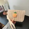 Bolsa Tejida de Paja para Vacaciones en la Playa Linda Mini Bolso Cruzado de Fresa Cereza Bolsa Cuadrada Pequeña 2026 Nuevo Bolso de Moda de Verano