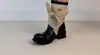 Botas Caballero Negro 2026 Botas Largas de Caña Alta Botas Largas para Mujer Tacón Alto Suela Gruesa Caballero Nuevas Botas de Tacón Grueso Primavera y Otoño