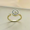 Anillo giratorio del ojo turco transfronterizo europeo y americano, anillo abierto ajustable, anillo de circón personalizado para alivio del estrés y la ansiedad