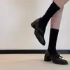 Zapatos Mary Jane Retro Estilo Británico con Lazo para Mujer, Modelos Primavera y Otoño 2026, Punta Cuadrada, Tacón Grueso, Boca Baja, Zapatos de una Sola Pieza de Cuero Genuino