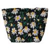 Bolsa Cosmética de Lona de Gran Capacidad Estilo Ins Bolsa de Aseo Bolsa de Almacenamiento para el Cuidado de la Piel Bordada con Margaritas Bolso de Mano Portátil