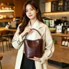 Bolsa feminina de couro genuíno 2026 nova bolsa de balde, bolsa de ombro, axila e transversal versátil de alta qualidade para mulheres
