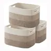 Cesta de Almacenamiento Rectangular Contenedor de Almacenamiento Tejido Cuerda de Algodón Cesta de Lavandería Organizador de Juguetes y Artículos Varios Cesta Cuerda de Algodón Tejido Armario