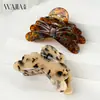 Wjia Pin Simple de Gama Alta de Ácido Acético Pin de Tiburón Patrón de Leopardo Pasador de Mariposa Accesorios para el Cabello Tocado Pin para la Cabeza de Mujer
