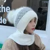 Conjunto de Dos Piezas de Gorro y Bufanda para Mujer Invierno Tendencia Gorro de Lana Coreano Estilo Coreano Otoño e Invierno Gorro de Punto Grueso