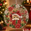 Nueva Corona de Navidad de Papá Noel Colgante Decoración Navidad Acrílico Perla Diamante Pintura Colgante