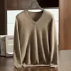 Nuevo Suéter de Cachemira Otoño e Invierno 2026 Cuello en V Top para Hombre Manga Larga Holgado Casual Suave Agradable a la Piel Corte Holgado