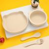Suplemento Alimenticio para Bebé Plato de Entrenamiento Tazón con Ventosa de Oso Lindo para Niños Silicona de Grado Alimenticio Anticaída Vajilla para Bebé