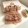 Nuevo Vestido de Verano para Mascota con Lunares y Mangas Volantes, Vestido Delgado para Perros y Gatos, Vestido de Malla Rosa para Mascotas