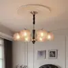 Luminárias para Sala de Estar e Sala de Jantar Estilo Francês Meio do Século Americano Retrô Madeira Maciça Âmbar Vidro Atmosfera Lustre de Quarto de Luxo