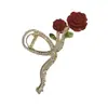 Gamuza Rosa Estilo Chino Taladro Flash Flor de Rosa Pinza de Agarre Tocado Pasador para el Cabello Mujeres Parte Superior de la Cabeza Sentido Pinza de Tiburón