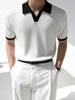MYQ Design Sense - Polo de manga corta con combinación de colores para hombre, camiseta informal de punto de verano para negocios, camiseta corta de moda coreana