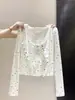 Cardigan Polca Elegante com Proteção Solar Roupa de Baixo Respirável Camada Base Top Feminino Outono Novo Estilo Versátil Peça Externa Cardigan A14514