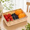 Bandeja quadrada de bambu Cesta de flores Bandeja decorativa Artesanato criativo de bambu Decoração para casa Produto em destaque Embalagem Cesta de bambu