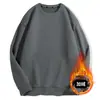 Promoção suéter de gola redonda cinza escuro trabalho cor sólida suéter casal solto casual forrado com fleece espessado top de trabalho masculino