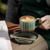 Juego de taza y platillo de café de cerámica tosca, hecho a mano, estilo japonés, vintage, taza de arte, taza de café de cerámica hecha a mano, taza de agua
