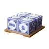 Restaurante Tienda de Fideos Frasco de Condimentos Porcelana Azul y Blanca Frasco de Chile Frasco de Sal Gran Capacidad Cuadrado Cerámica Vinagrera Fácil de Limpiar y Resistente a Altas Temperaturas