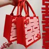 Acompanhamento de Noiva Caixa de Presente Vermelha Bolsa Casamento Bolsa de Casamento Doce de Casamento Bolsa de Mão Palavra Feliz Bolsa de Presente de Feltro Bolsa de Presente de Acompanhamento
