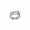Moda Nicho Sentido del Diseño Minimalista Anillo Abierto de Doble Capa con Incrustaciones de Diamantes y Perlas Personalidad Lujo Ligero Versátil Anillo para el Dedo Índice Accesorios