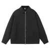 Suéter cárdigan con solapa Qilin para hombre, primavera, color liso, marca de moda, simple, chaqueta con doble cremallera, top retro holgado americano