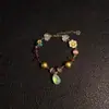 Pulsera de Flores Retro con Gota de Agua y Perlas "Bosque Verde" para Mujer, Lujo Accesible Pulsera de Flores, Pulsera Exquisita y de Alta Gama