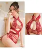 Ropa Interior Sexy de Malla Bordada Uniforme Cheongsam Sexy de Perspectiva Vestido de Noche Traje de Tentación Vestido Universitario Retro para Mujer