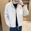 Chaqueta de Primavera y Otoño para Hombre, Estilo Nuevo, Cuello Alto, Casual, Elegante, a la Moda, Patchwork, Corte Ajustado, Chaqueta de Color Sólido para Hombre