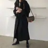 Elegante Coreano Temperamento Francés Otoño/Invierno Nuevo Abrigo de Lana de Longitud Media Ceñido a la Cintura con Lazo para Mujer