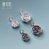 Pingente Rosa Prata S925 Prata Velha Tailandesa DIY Pulseira Pingente Retrô Corda Trançada Material Acessórios Feitos à Mão S0185