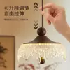 Luminária Pendente Ajustável Vintage para Sala de Jantar, Design de Gota d'Água Iceberg, Quente e Aconchegante, Pendente Pequeno de Cabeceira Francês com Cabeça Única na Cor Nogueira