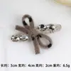 Grampo de Cabelo Veludo Strass Laço Novo Retrô Coreano Lateral High-End Menina Doce Cabelo Quebrado Franja Grampo Acessórios de Cabelo
