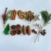 Casca de fruta faça você mesmo, pinha, lascas de madeira, folhas, flores secas, combinação de frutas secas, decoração de natal, decoração de jardim de infância, adereços retrô